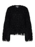 Black long-pile cashmere and mohair jacket