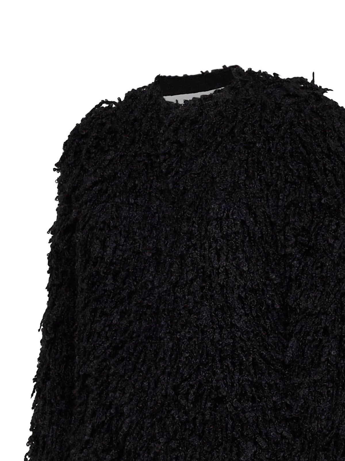 Black long-pile cashmere and mohair jacket