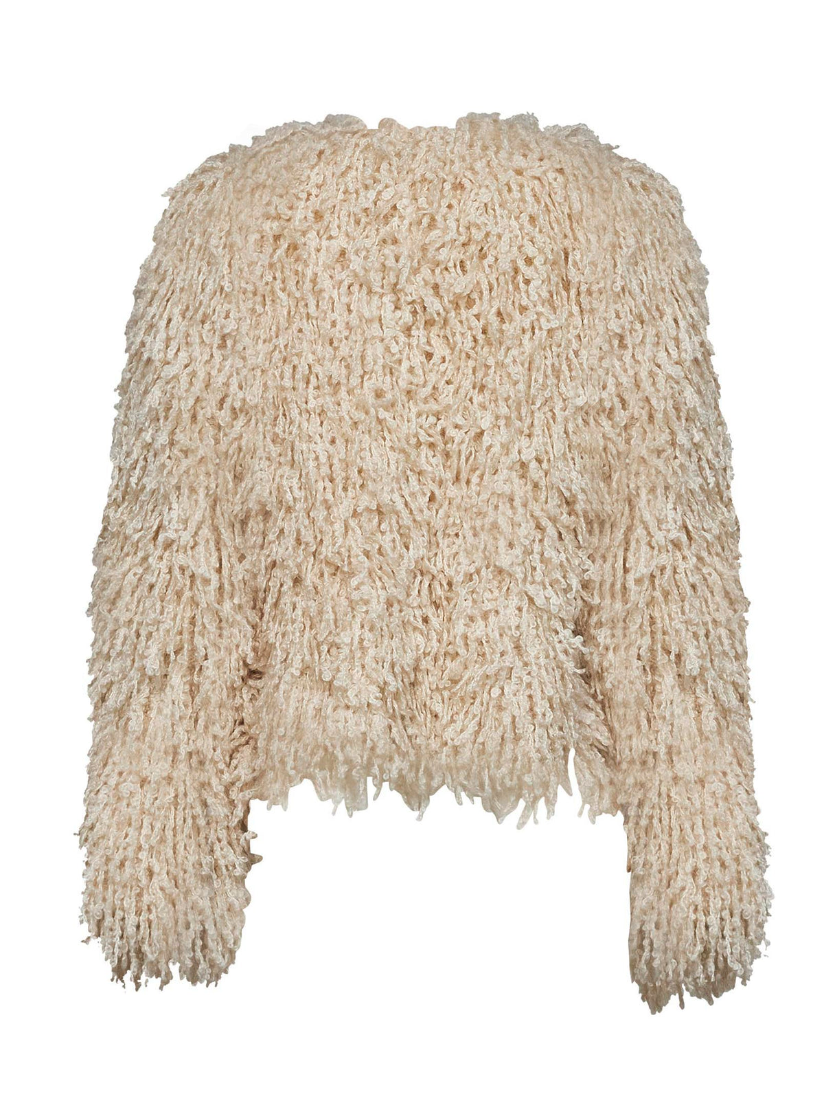 Ivory long-pile cashmere and mohair jacket<BR/>
