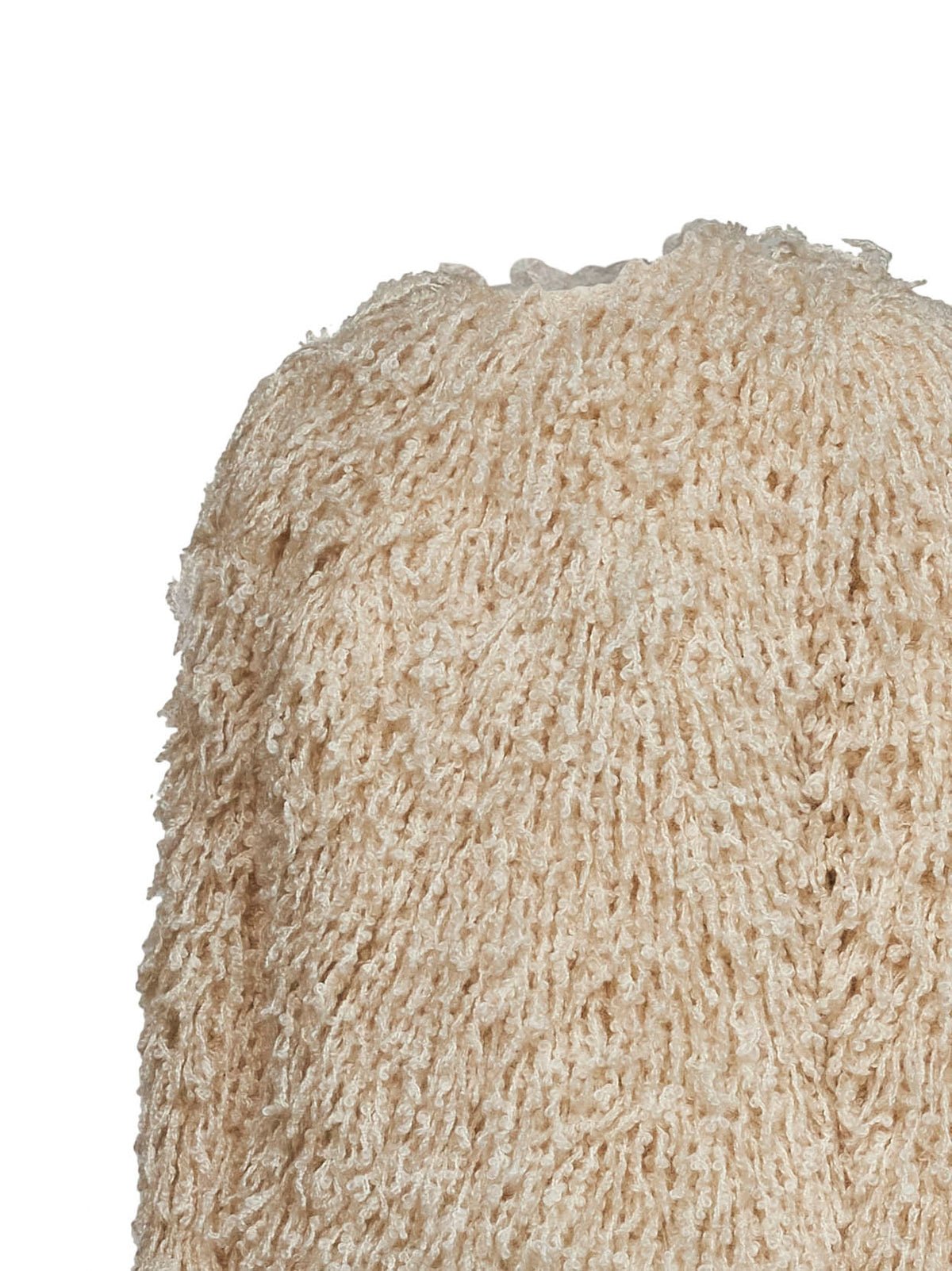 Ivory long-pile cashmere and mohair jacket<BR/>