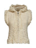 Gilet con zip e cappuccio in maglia effetto shearling avorio