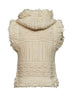 Gilet con zip e cappuccio in maglia effetto shearling avorio