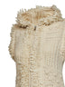 Gilet con zip e cappuccio in maglia effetto shearling avorio