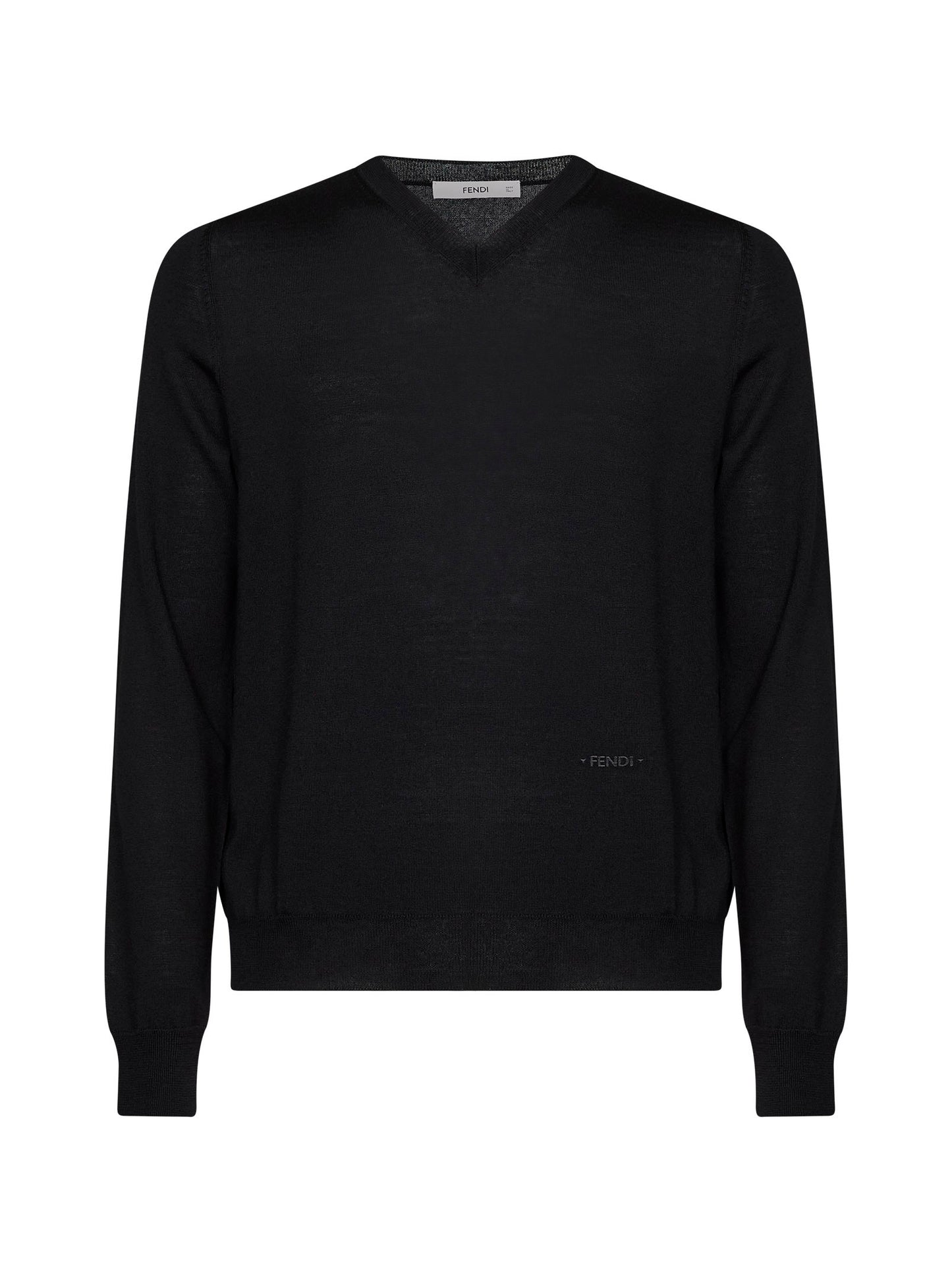 Maglia in lana leggera nera con ricamo