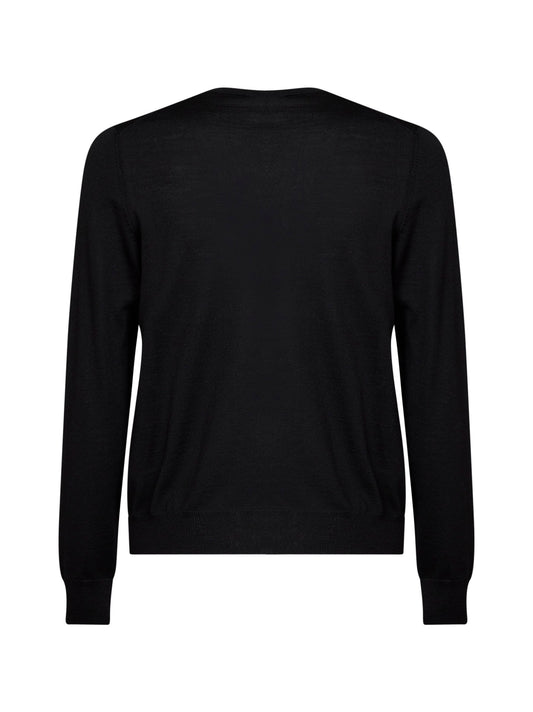 Maglia in lana leggera nera con ricamo