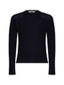 Navy blue ribbed wool crewneck sweater