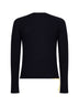 Navy blue ribbed wool crewneck sweater