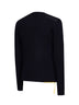 Navy blue ribbed wool crewneck sweater