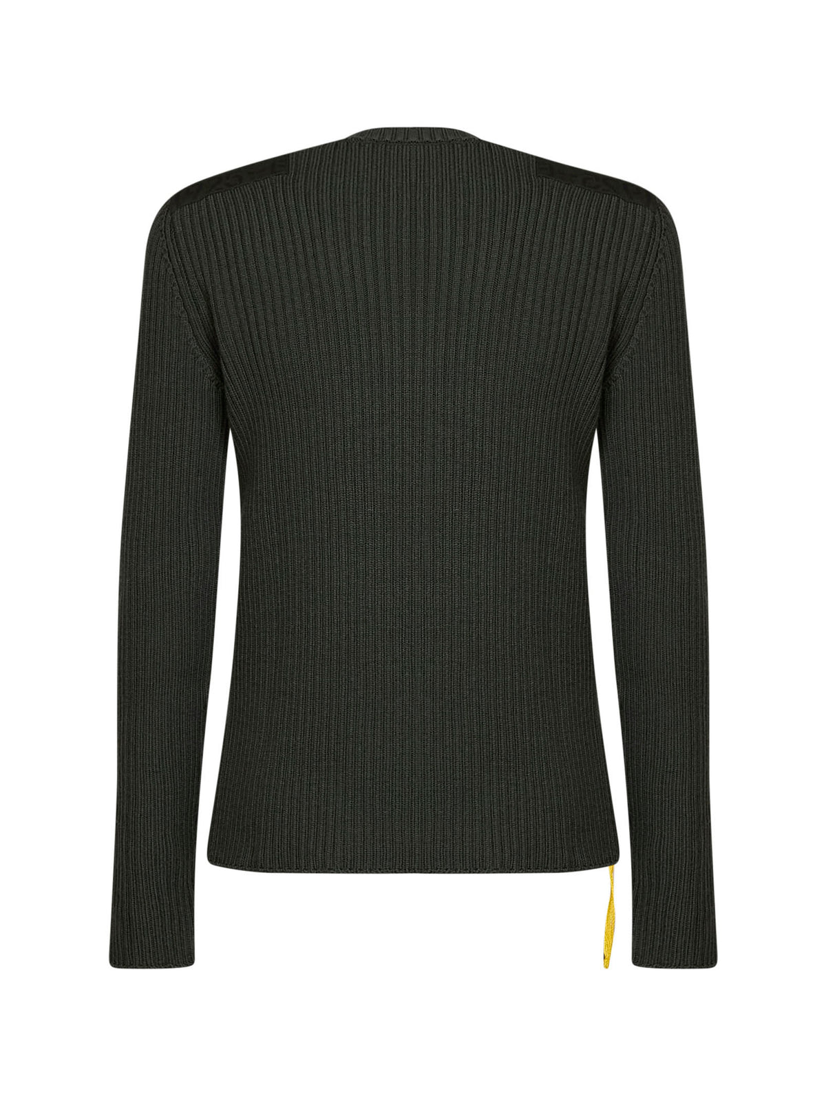 Maglia girocollo in lana a coste verde militare