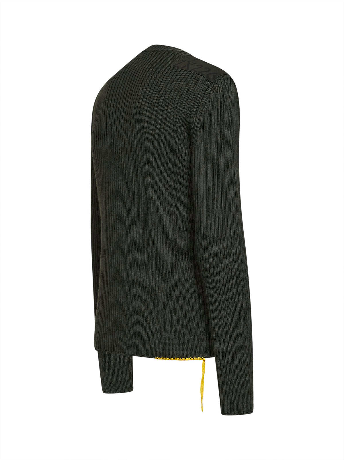 Maglia girocollo in lana a coste verde militare