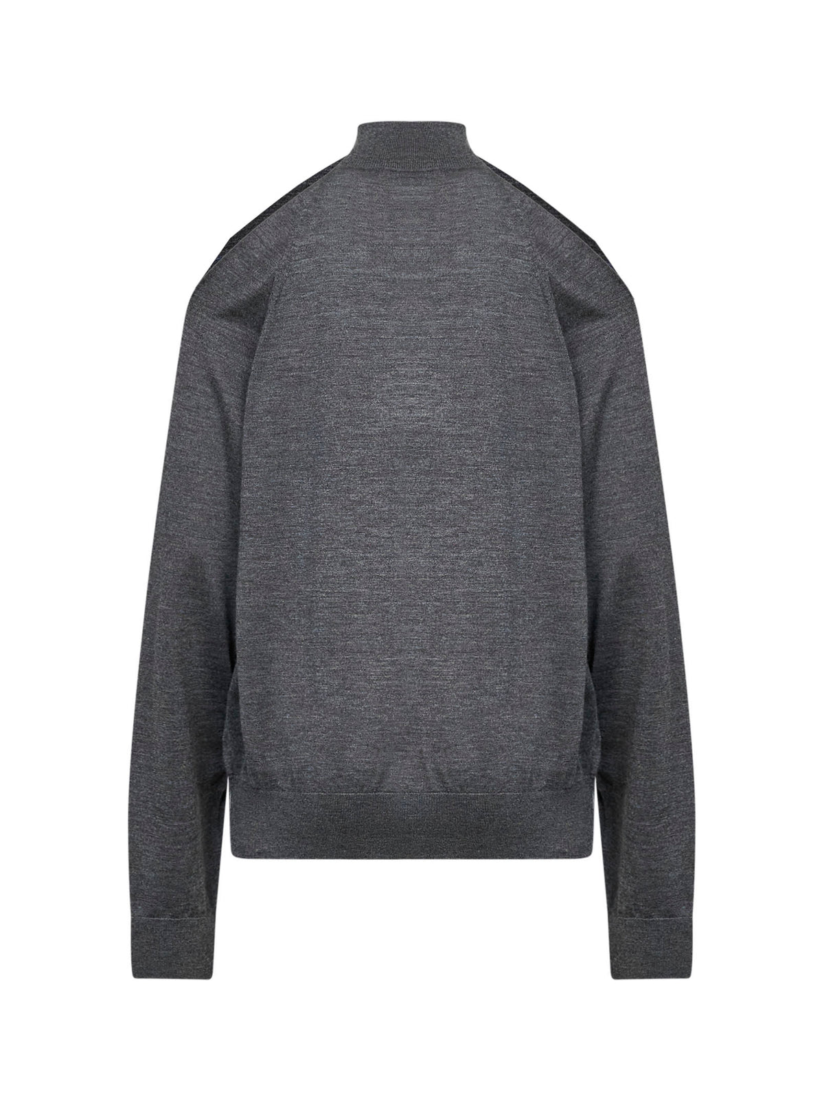 Heather grey cashmere off-the-shoulder sweater