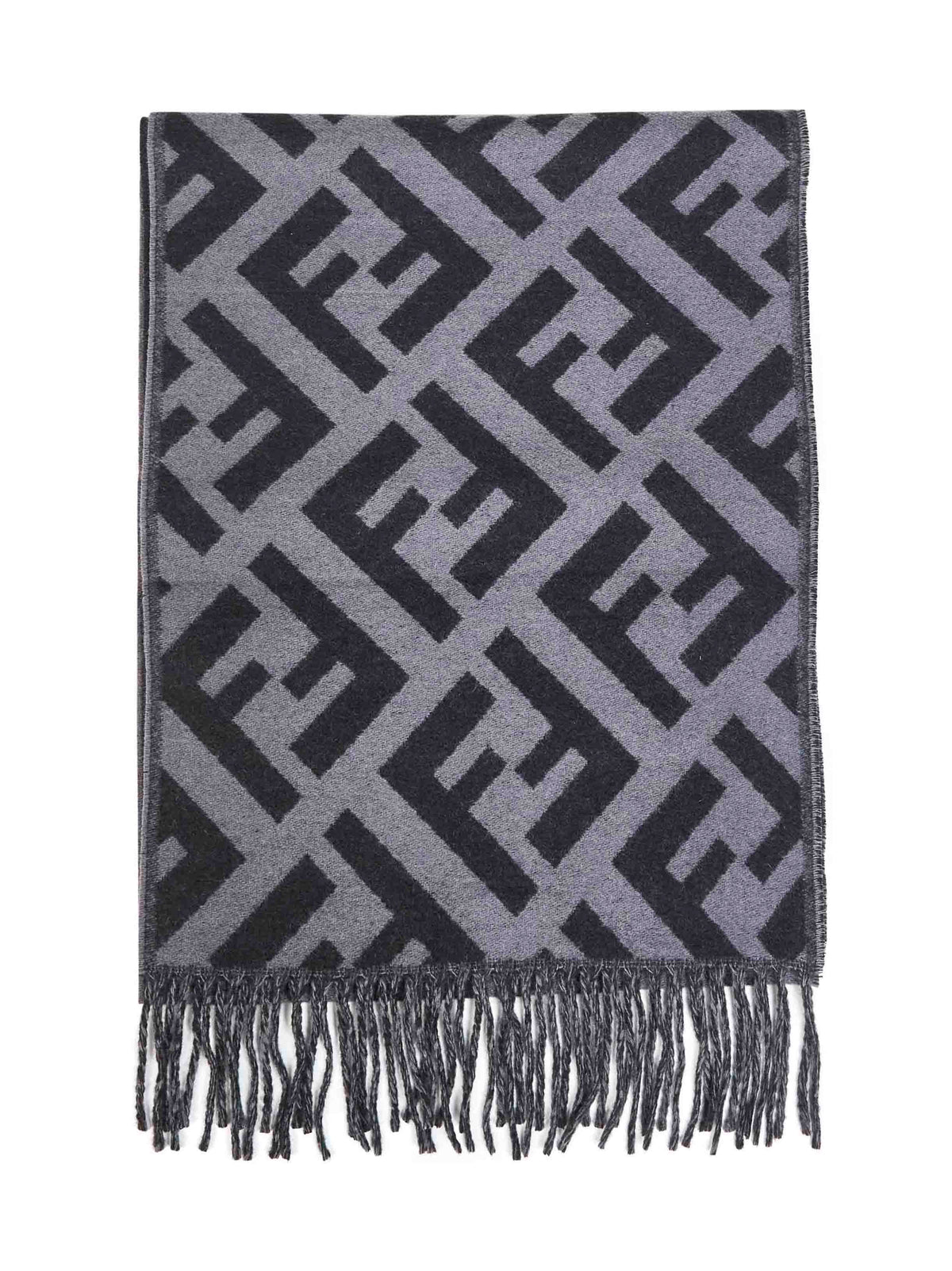 Grey and black FF cashmere scarf