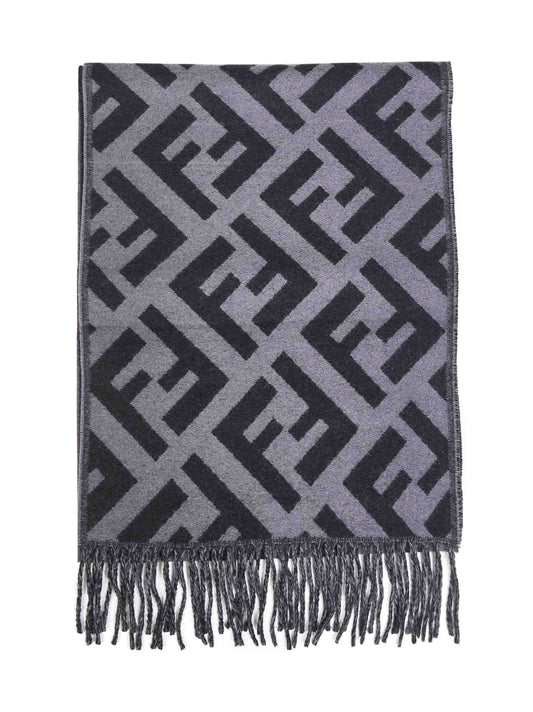 Sciarpa in cashmere FF grigio e nero