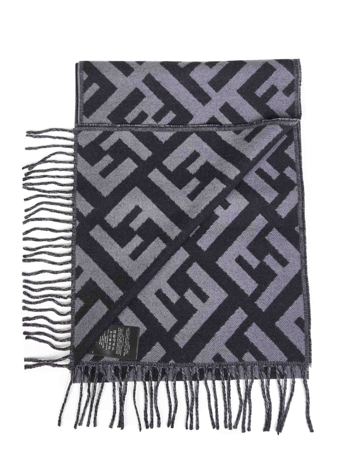 Grey and black FF cashmere scarf