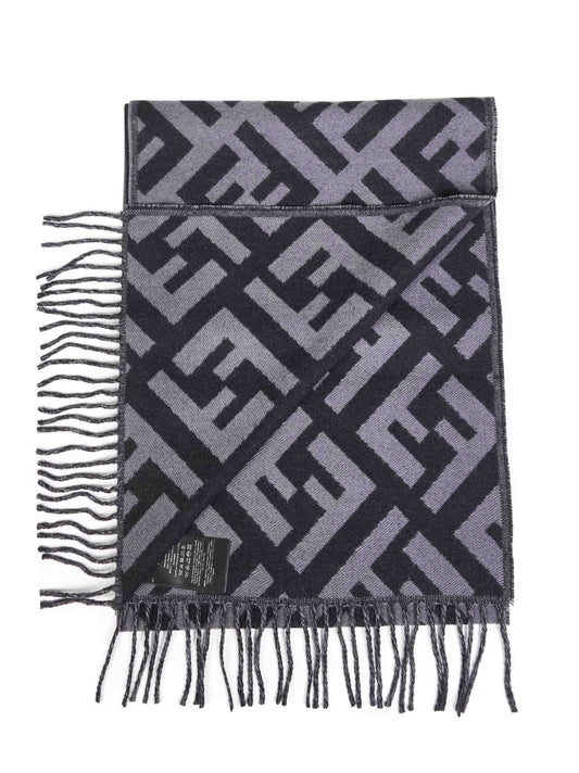Sciarpa in cashmere FF grigio e nero