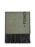 Sciarpa double face in lana e cashmere verde militare<BR/>