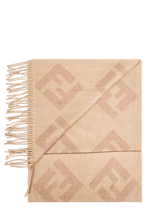 Beige FF wool scarf