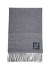 Sciarpa bicolore in lana e cashmere grigio e verde