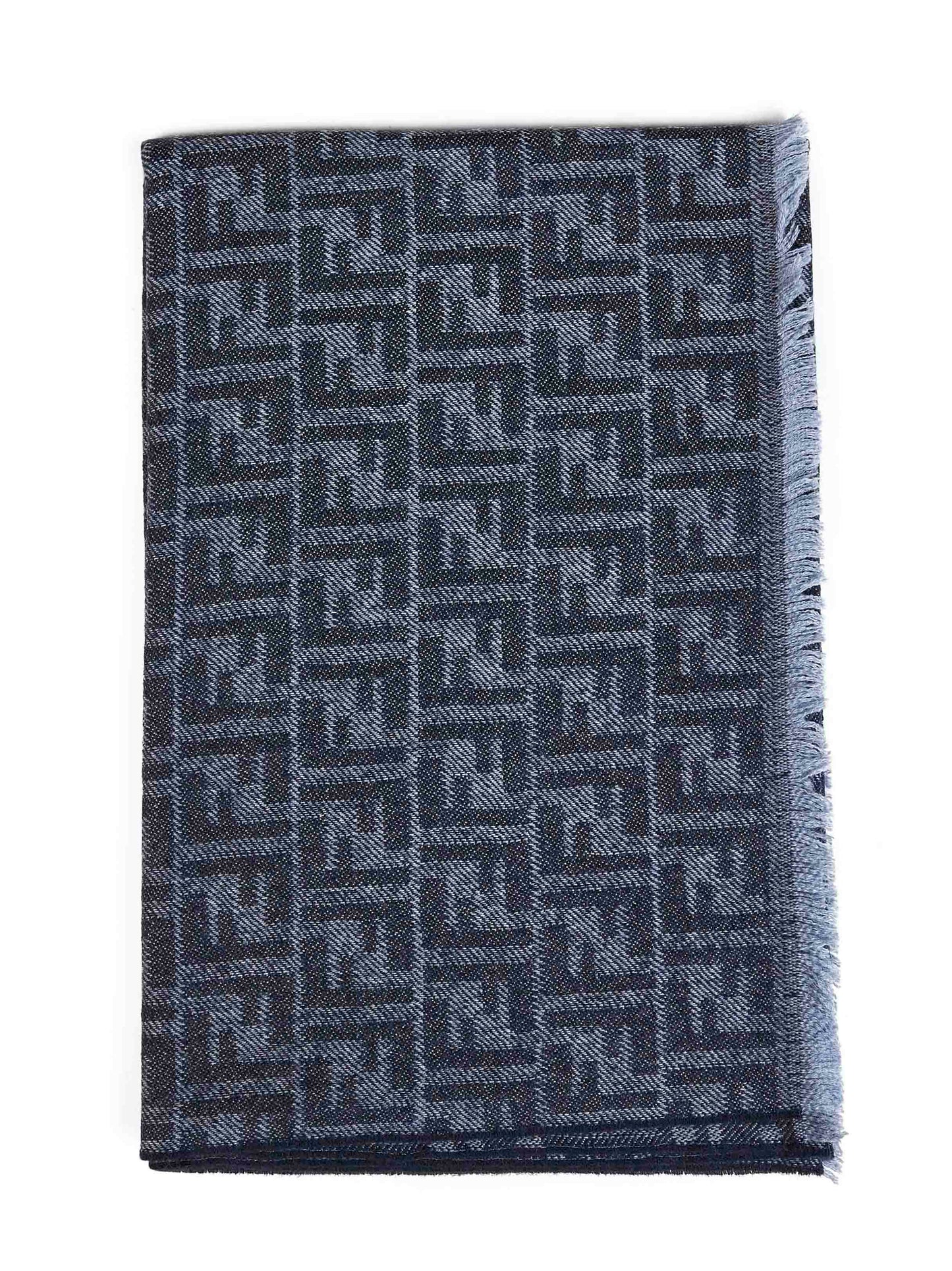 Sciarpa FF in lana blu denim