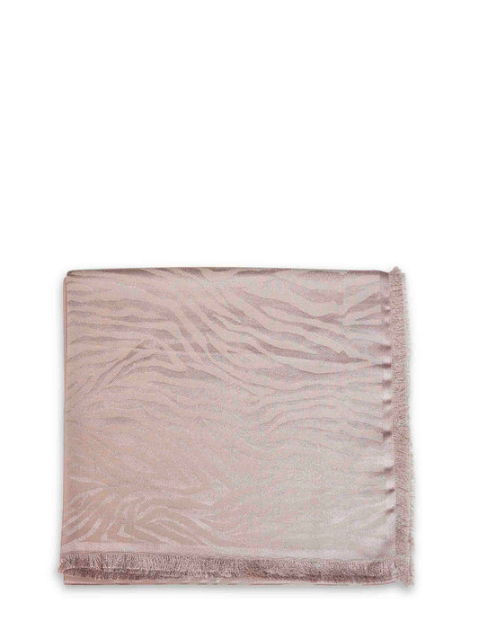 Stola in seta e cashmere jacquard Tiger animalier tortora