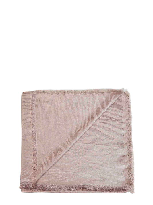Stola in seta e cashmere jacquard Tiger animalier tortora
