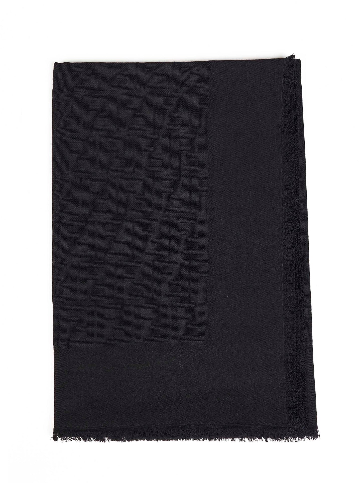 Scialle FF in lana e seta e cashmere nero