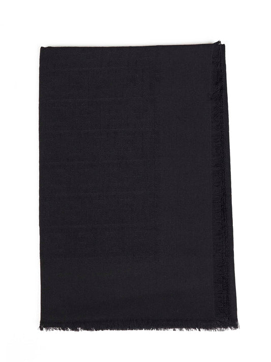 Scialle FF in lana e seta e cashmere nero