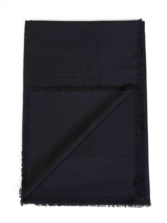 Scialle FF in lana e seta e cashmere nero