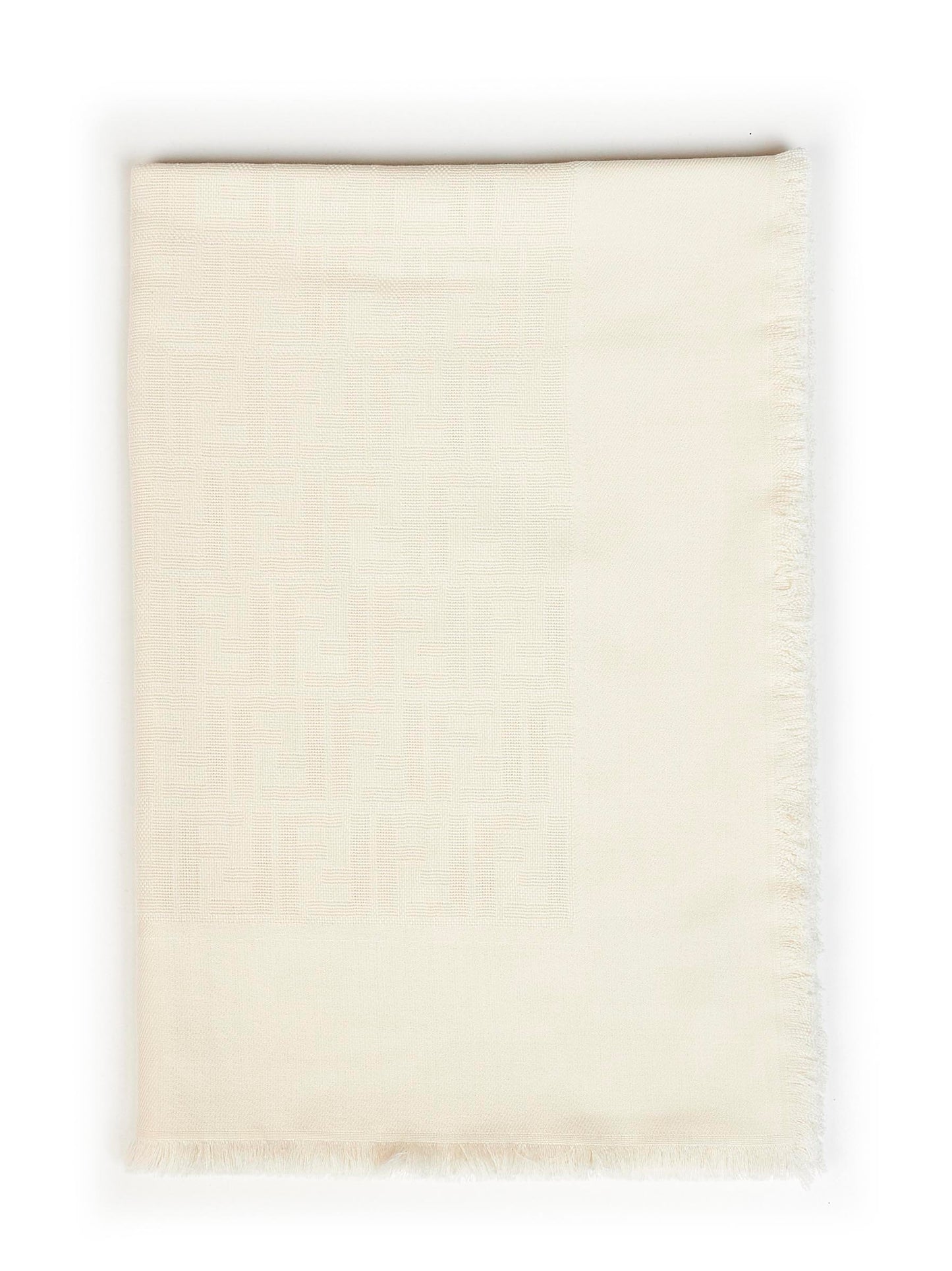 Scialle FF in lana e seta e cashmere avorio<BR/>
