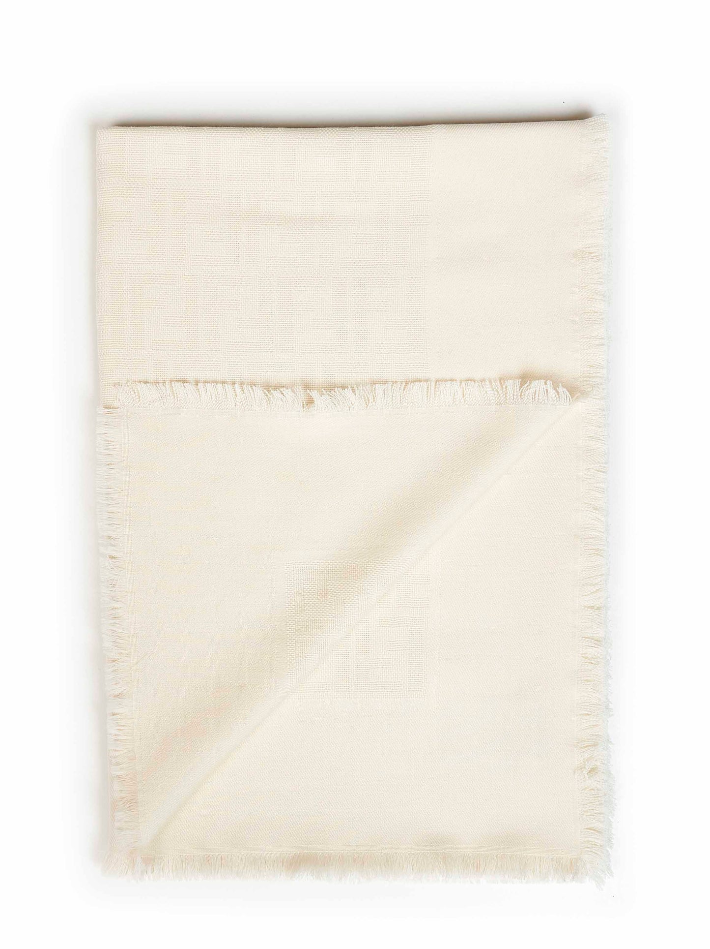 Scialle FF in lana e seta e cashmere avorio<BR/>