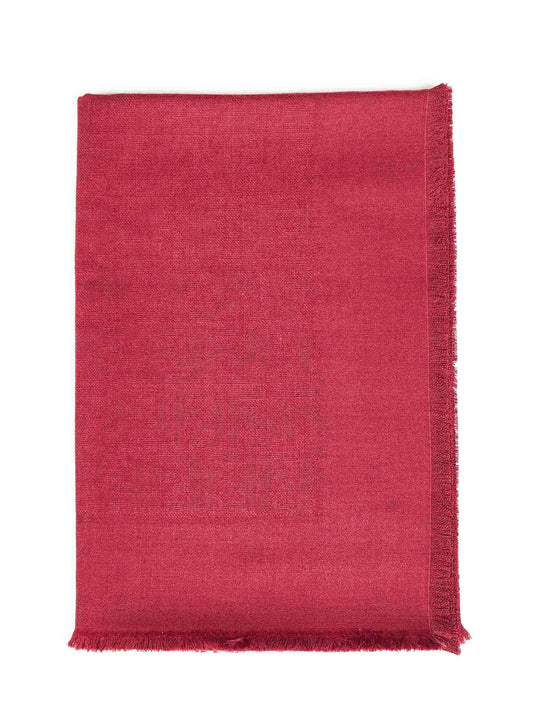 Scialle FF in lana e seta e cashmere rosso scuro
