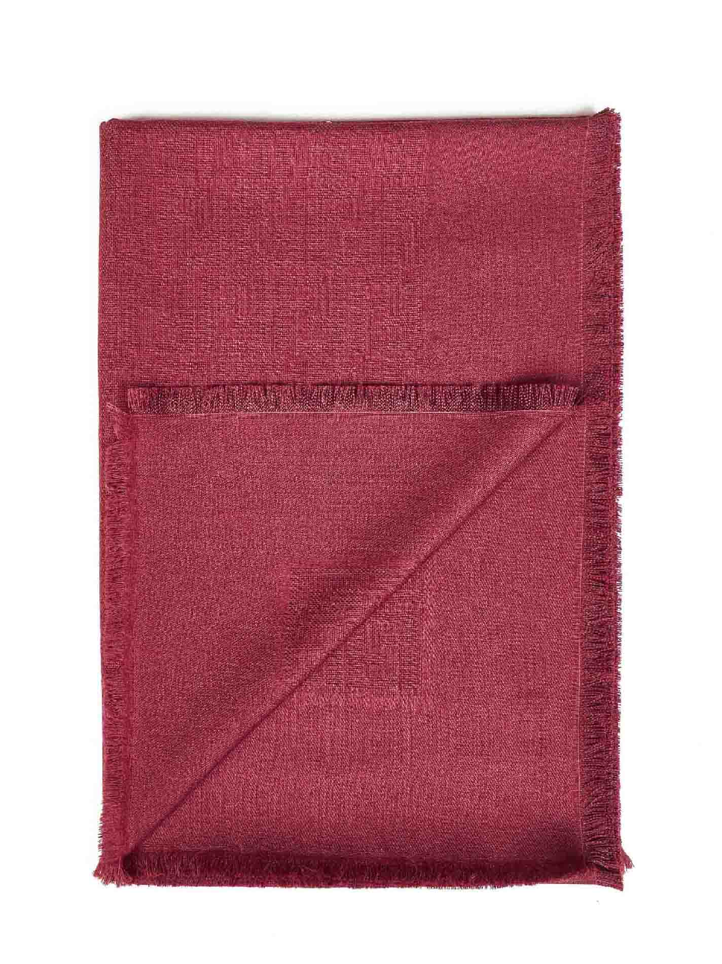 Dark red FF wool and silk and cashmere shawl<BR/>