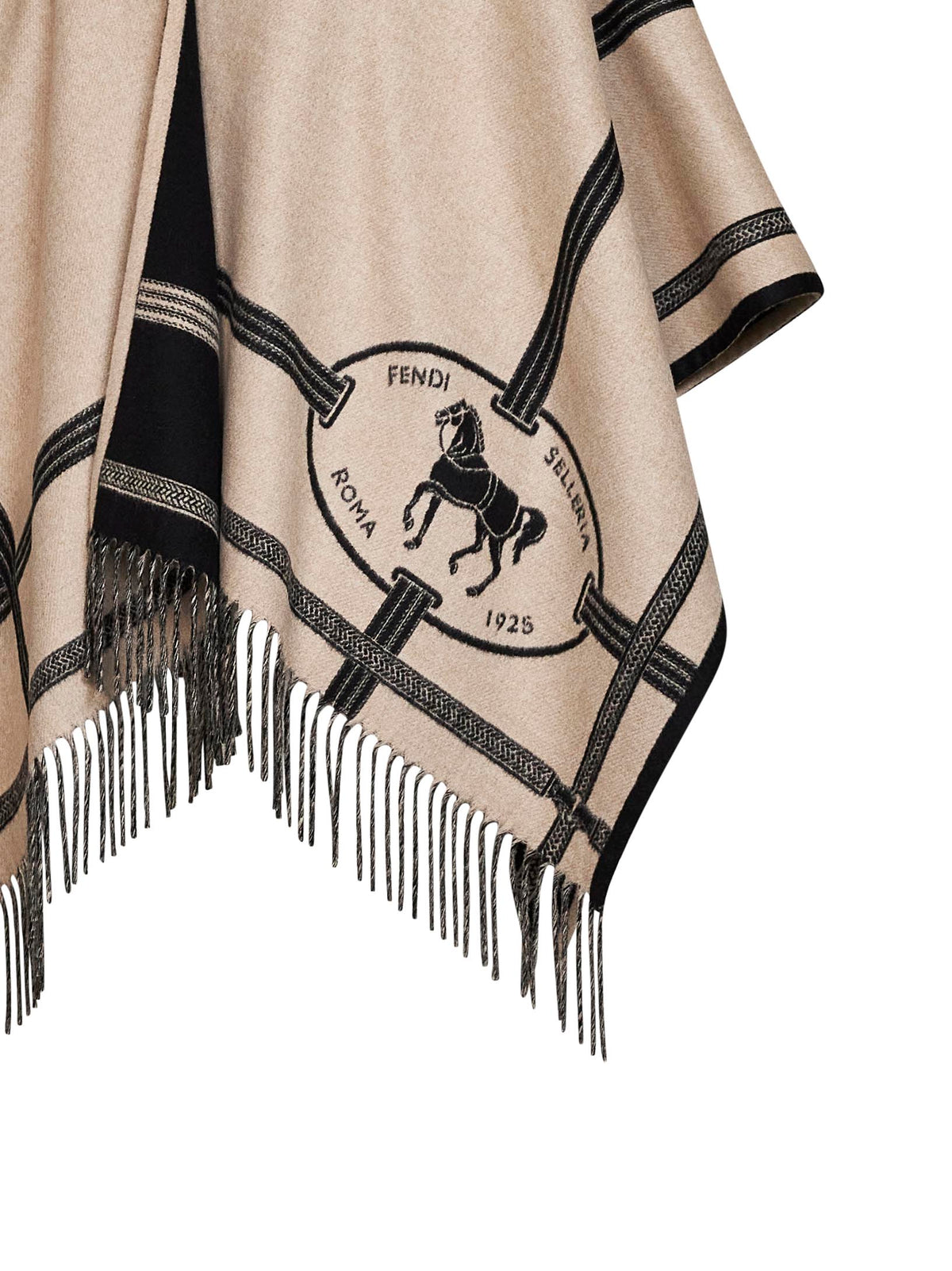 Taupe wool and cashmere Selleria poncho