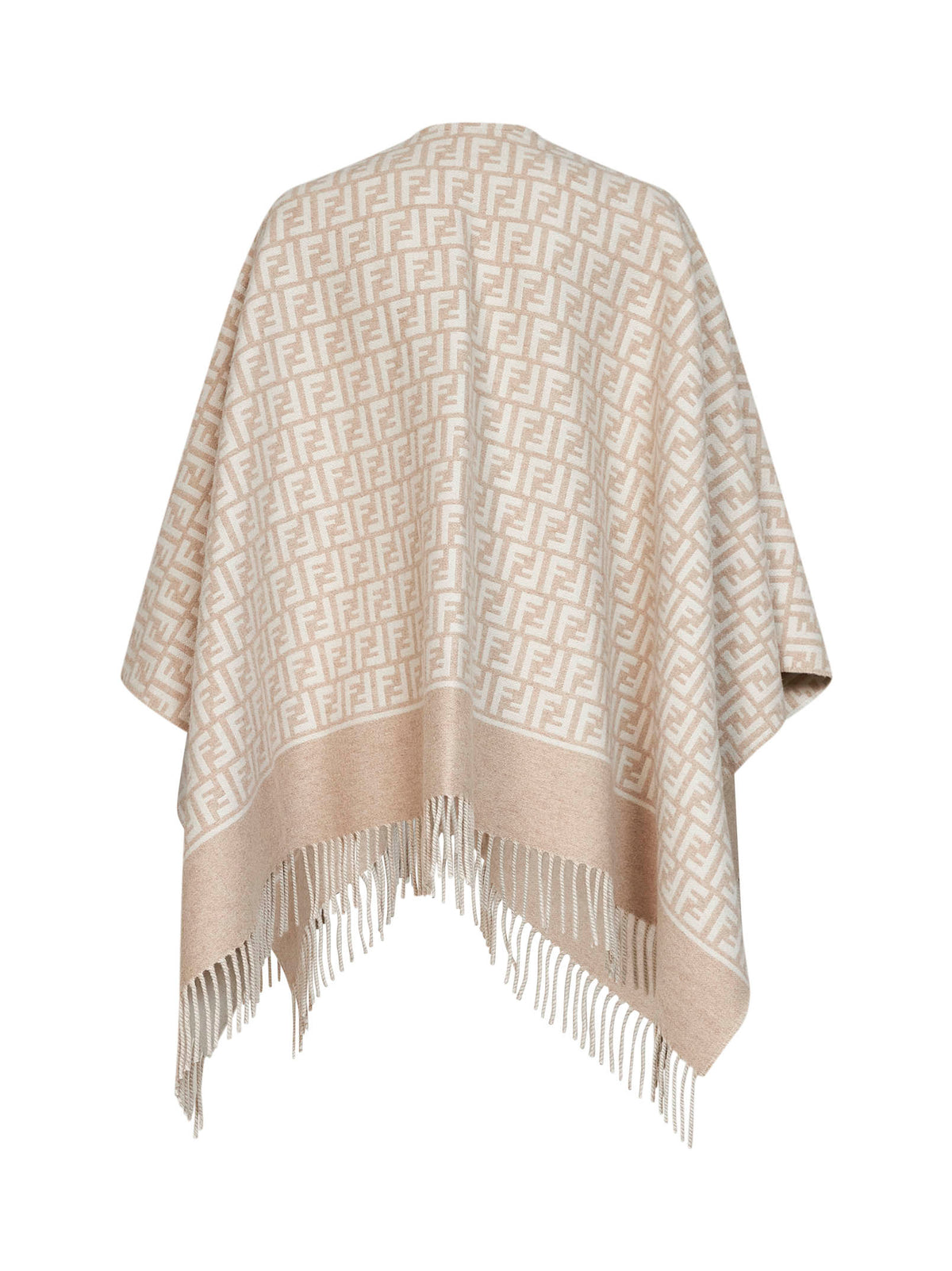 Beige FF wool and cashmere poncho