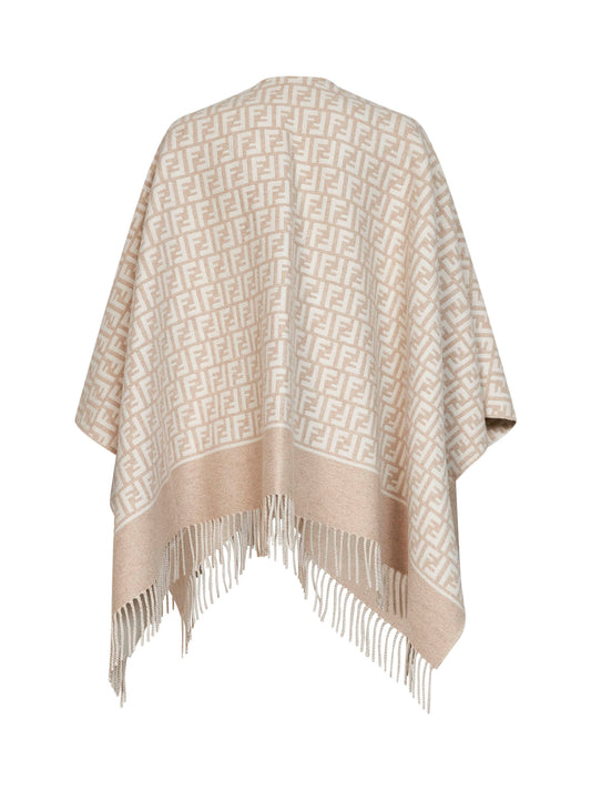 Poncho in lana e cashmere FF beige
