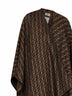 Poncho in lana e seta jacquard FF marrone