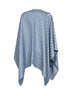 Poncho in lana e seta jacquard FF denim
