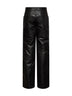 Pantaloni dritti in pelle goffrata coccodrillo nera<BR/>