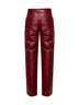 Pantaloni dritti in pelle goffrata coccodrillo bordeaux