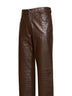 Pantaloni dritti in pelle goffrata coccodrillo caffé