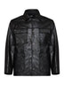 Giacca camicia in pelle goffrata coccodrillo nera