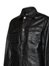 Giacca camicia in pelle goffrata coccodrillo nera
