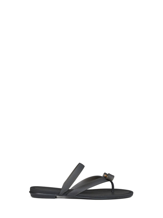 Black rubber Vara bow thong sandals
