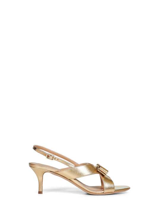 Gold laminated nappa leather Rima Vara bow sandals