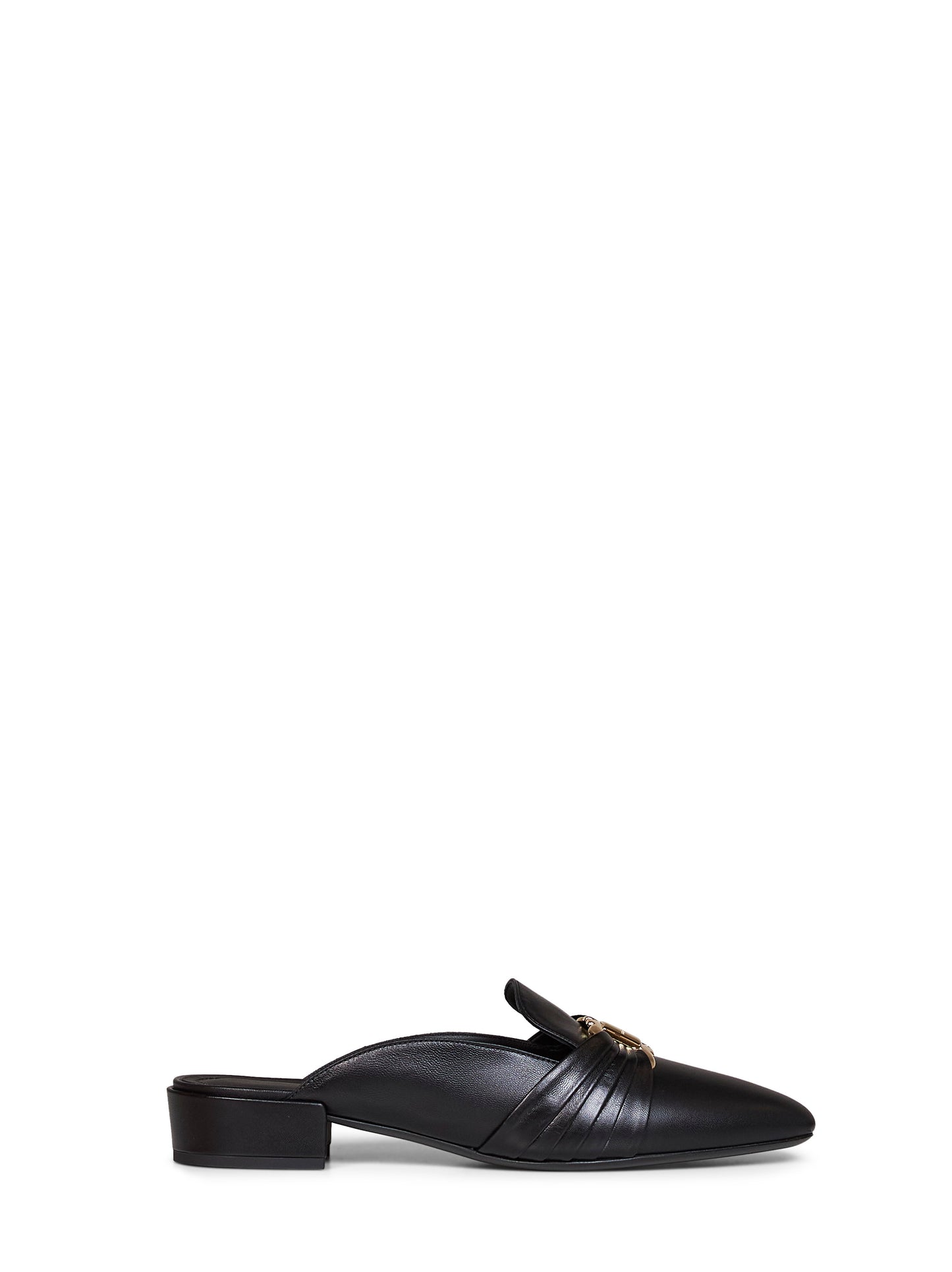 Mules Corby nere con ornamento Gancini