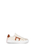 Sneakers Gancini in pelle di vitello sabbia e mascarpone