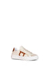 Sneakers Gancini in pelle di vitello sabbia e mascarpone