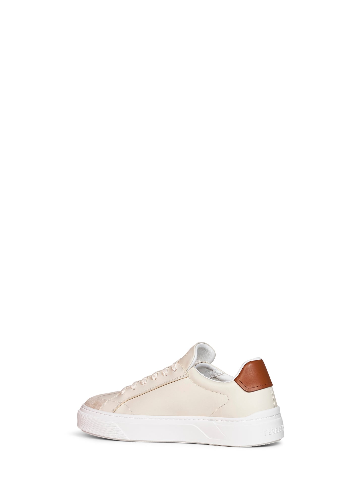 Sneakers Gancini in pelle di vitello sabbia e mascarpone