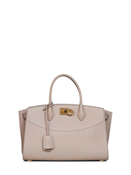 Warm taupe New Ferragamo Studio soft bag (L) handbag