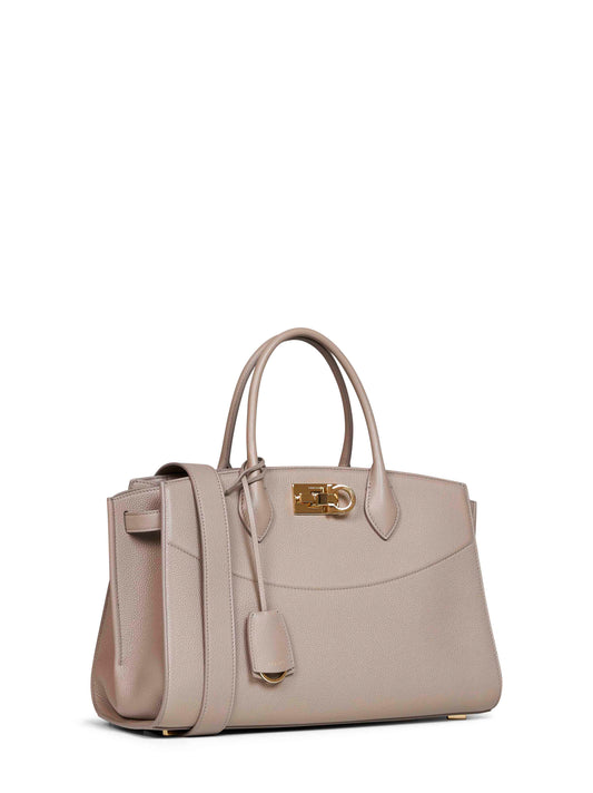 Warm taupe New Ferragamo Studio soft bag (L) handbag
